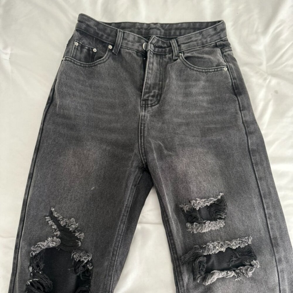 Black High Rise Ripped Jeans - Picture 2 of 3